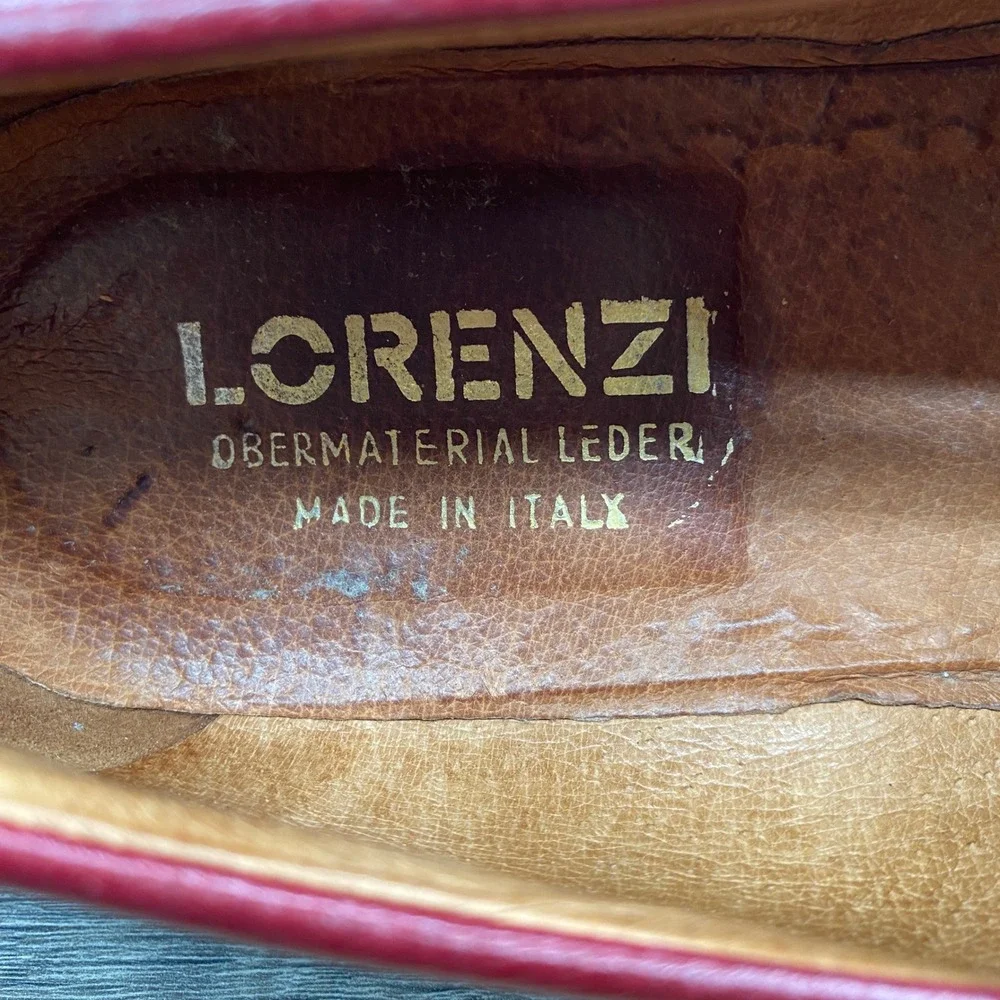 Vero Cuoio Kiltie Loafers Mens 9.5 Burgundy Pebbled Leather Made in Italy